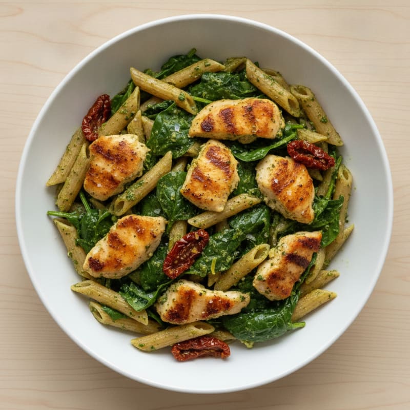 Pesto Chicken Pasta with Sun-Dried Tomatoes