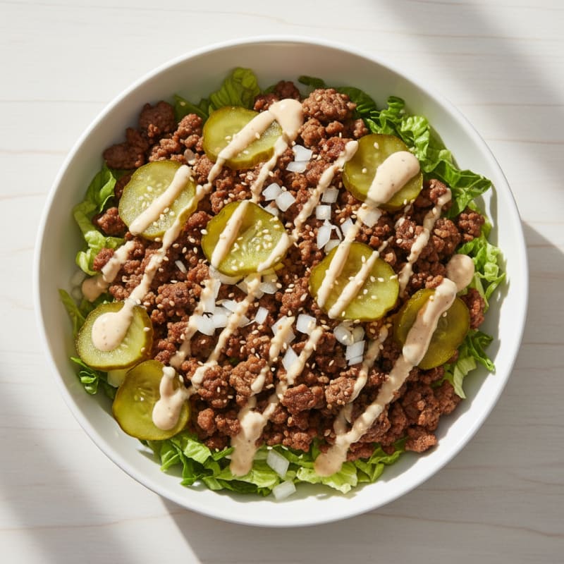 Crispy Ground Beef Big Mac Bowl