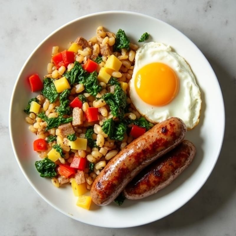 Lean Turkey Sausage and Veggie-Loaded Scramble