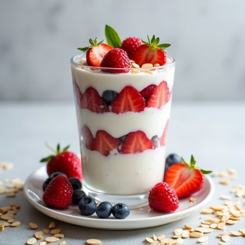 Creamy Greek Yogurt Protein Parfait with Berries and Almonds