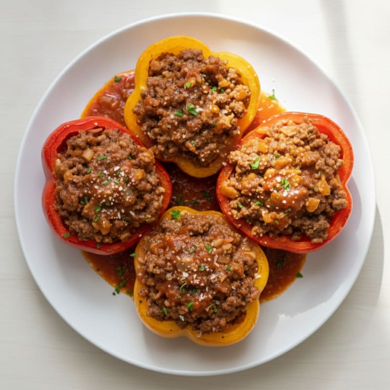 Beef and Rice Stuffed Bell Peppers