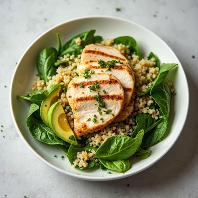 Lemon Herb Chicken Salad with Spinach and Quinoa