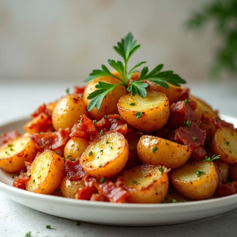Crispy Roasted Potatoes with Lean Bacon and Fresh Herbs