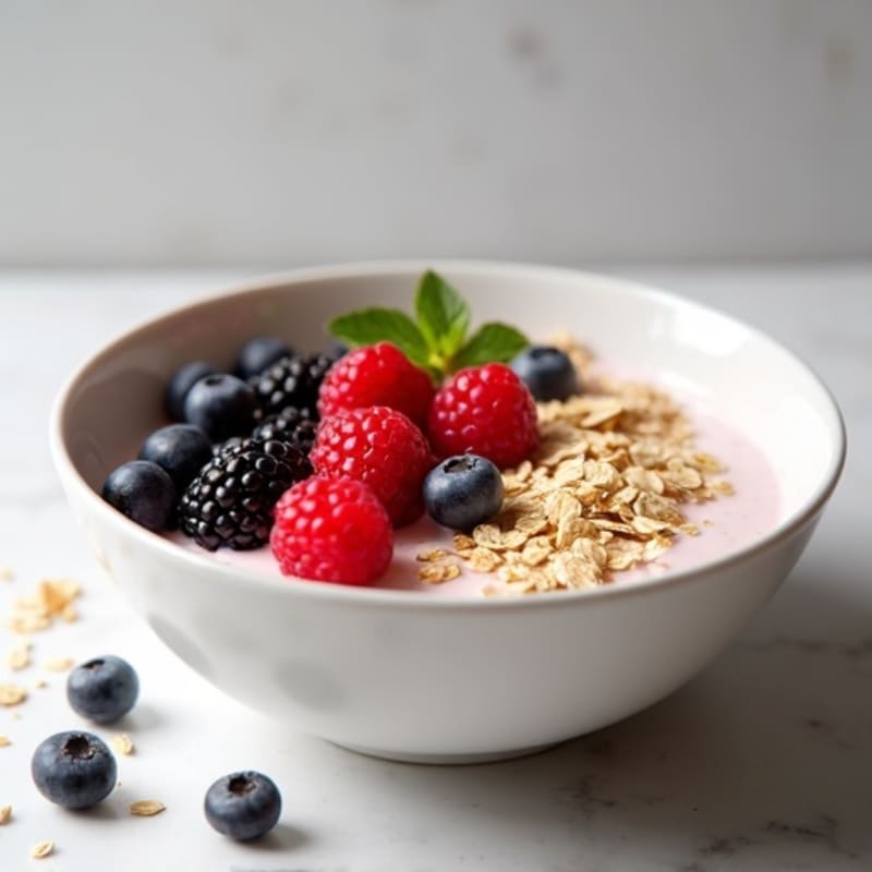 Creamy High-Protein Greek Yogurt with Fresh Berries and Crispy Toasted Oats