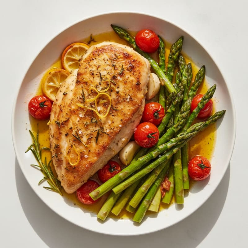 Lemon-Herb Roasted Chicken with Asparagus