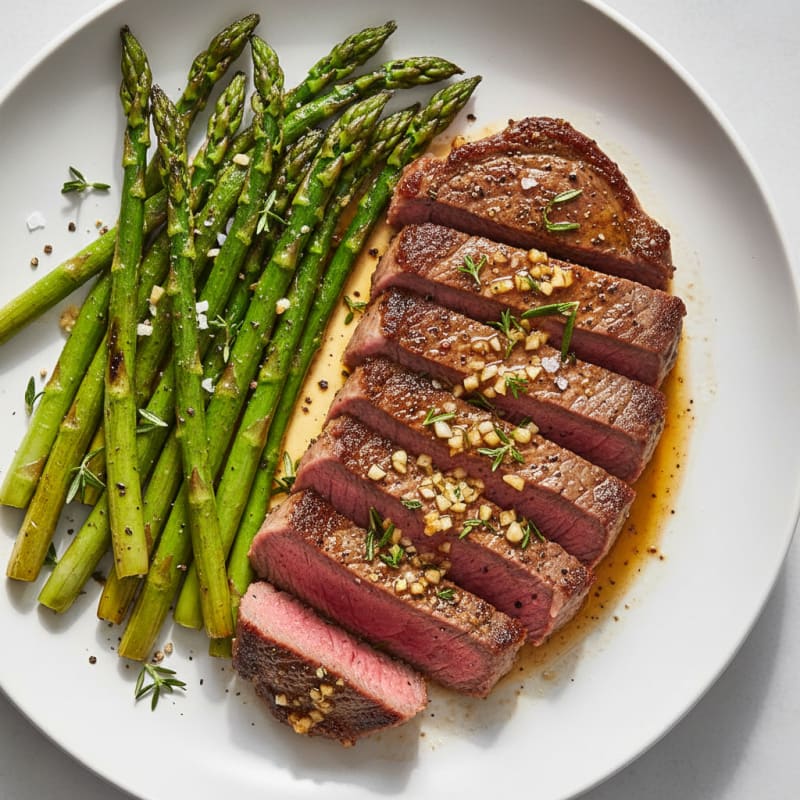 Garlic Herb Butter Steak with Asparagus