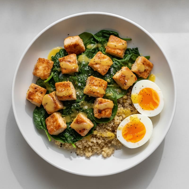 Lemon-Garlic Chicken and Spinach Power Bowl