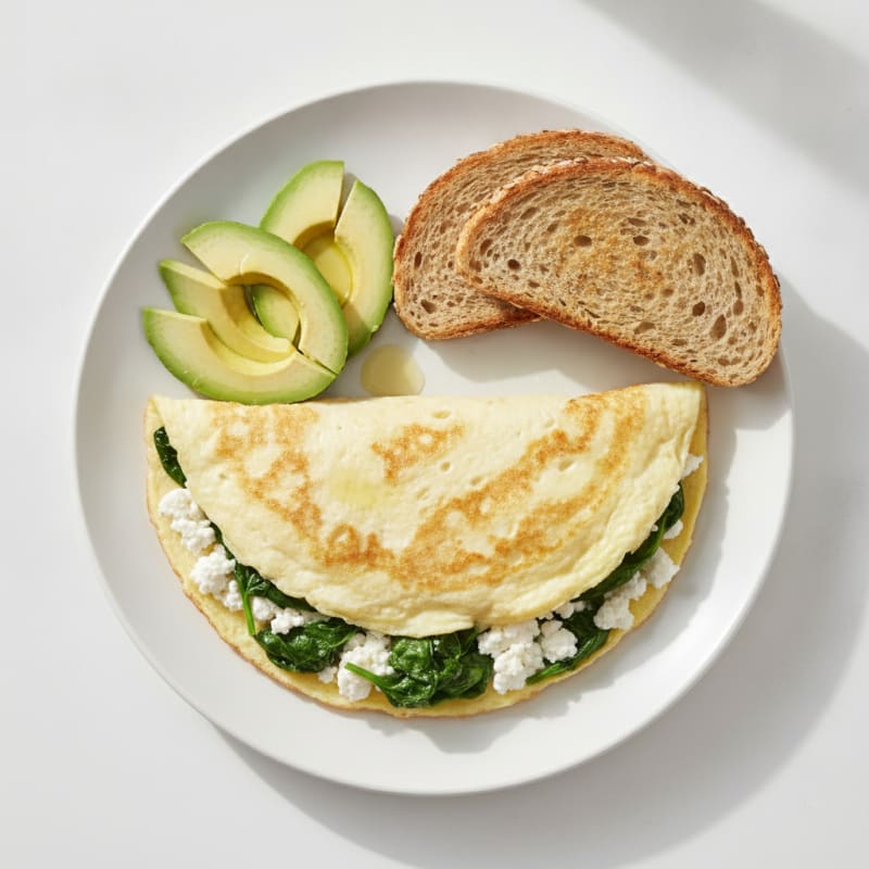 Egg White Spinach Omelette with Cottage Cheese