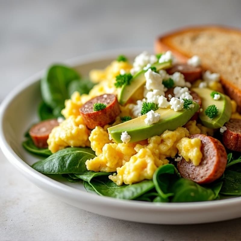 Egg White and Turkey Sausage Scramble with Spinach