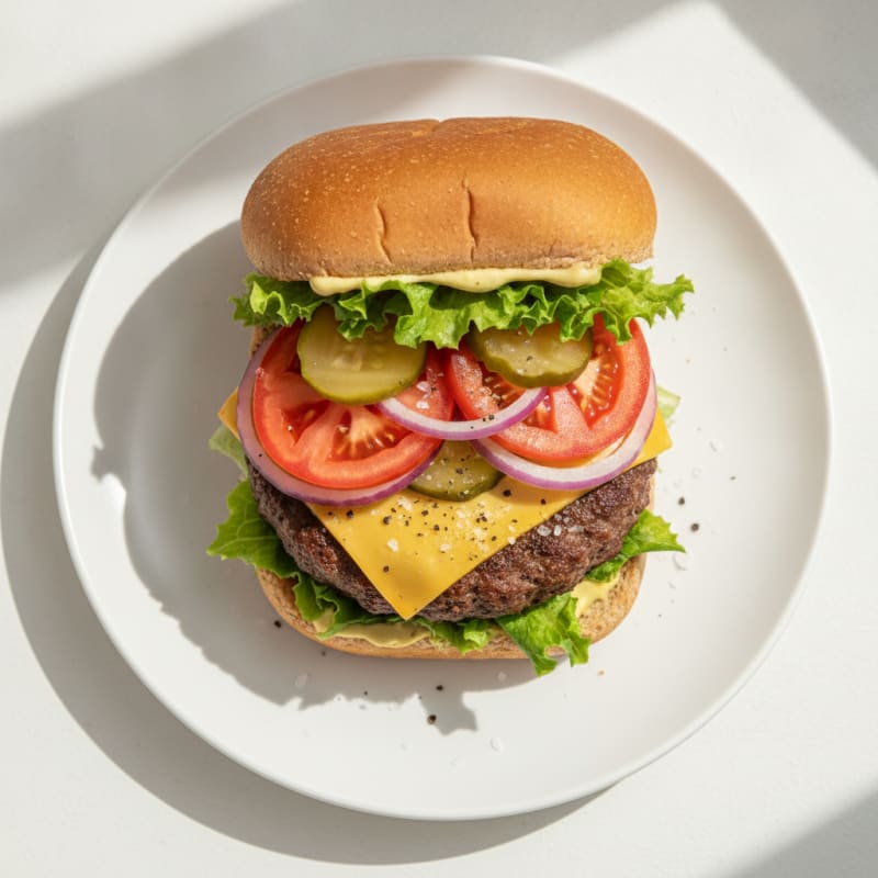 Clean Wendy's Style Square Cheeseburger