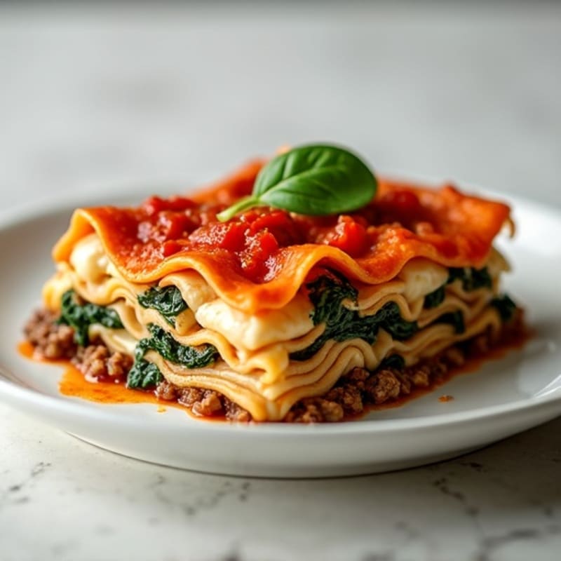 Lean Beef Lasagna with Creamy Ricotta and Spinach
