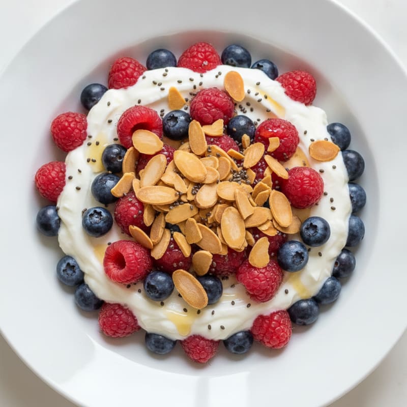 Greek Yogurt Protein Parfait with Berries and Almonds