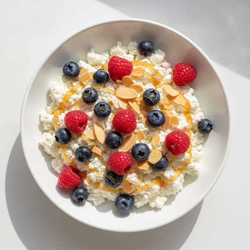 Cottage Cheese Berry Bowl with Almonds