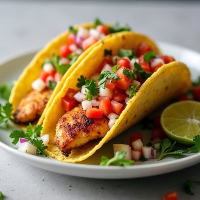 Crispy Roasted Chicken Tacos with Fresh Pico de Gallo
