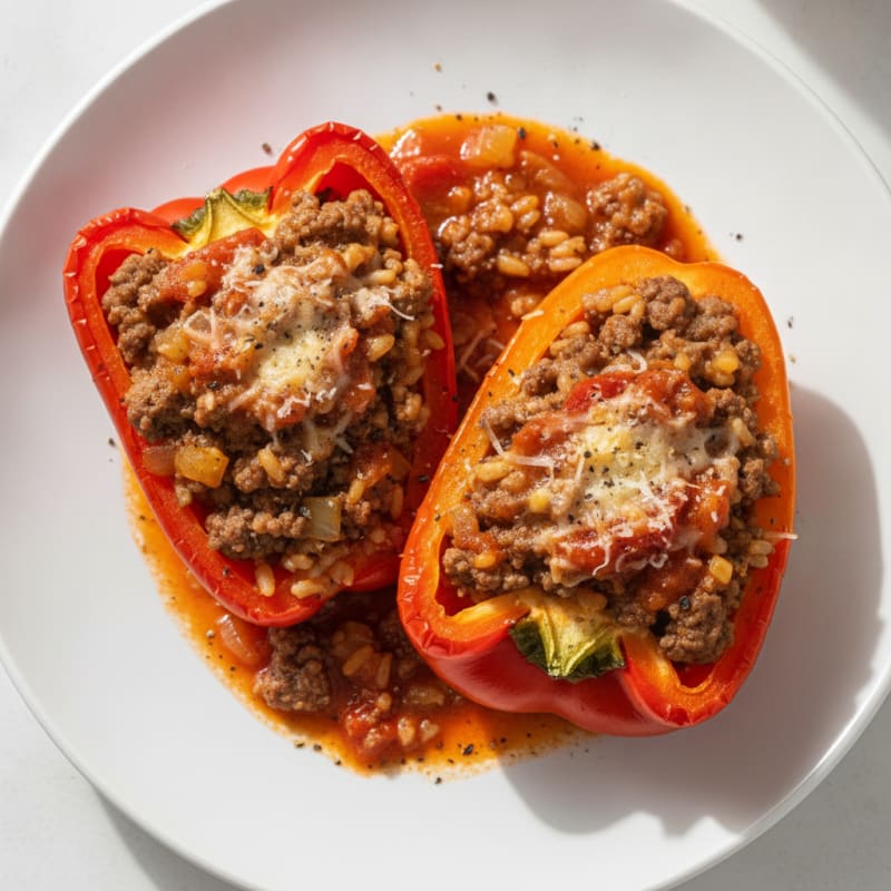 Beef and Rice Stuffed Bell Peppers