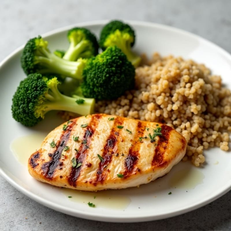 Grilled Chicken Breast with Quinoa and Steamed Broccoli