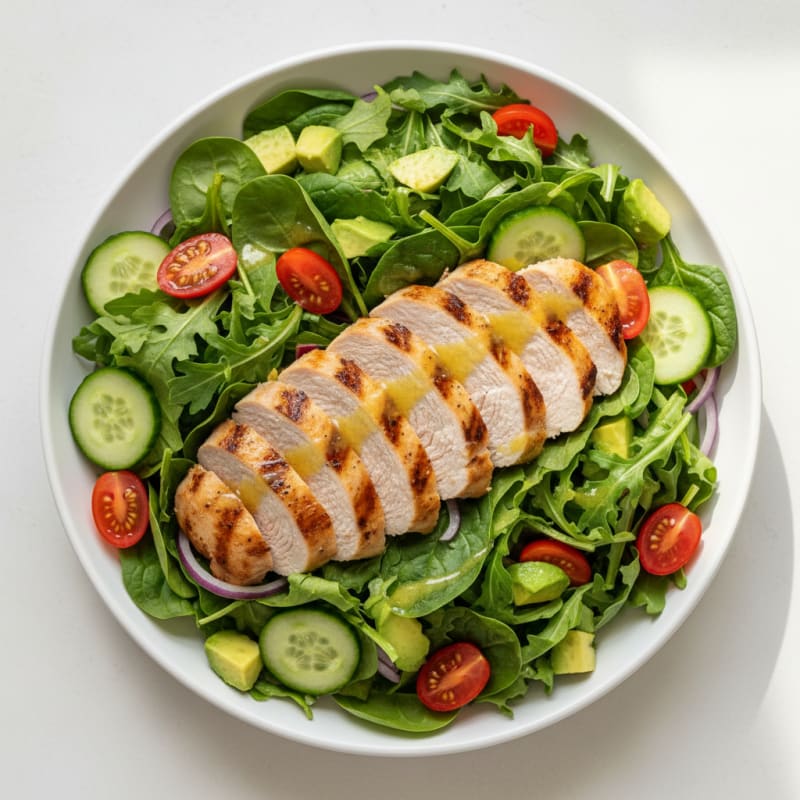 Grilled Turkey Breast Salad with Mixed Greens and Lemon Vinaigrette