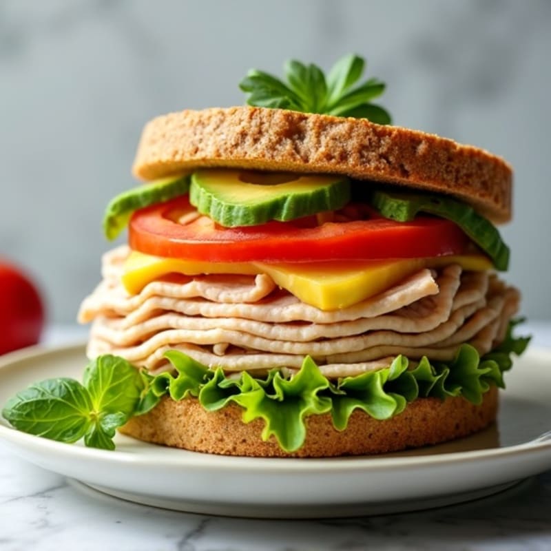 Stacked Turkey Club with Fresh Herbs and Avocado