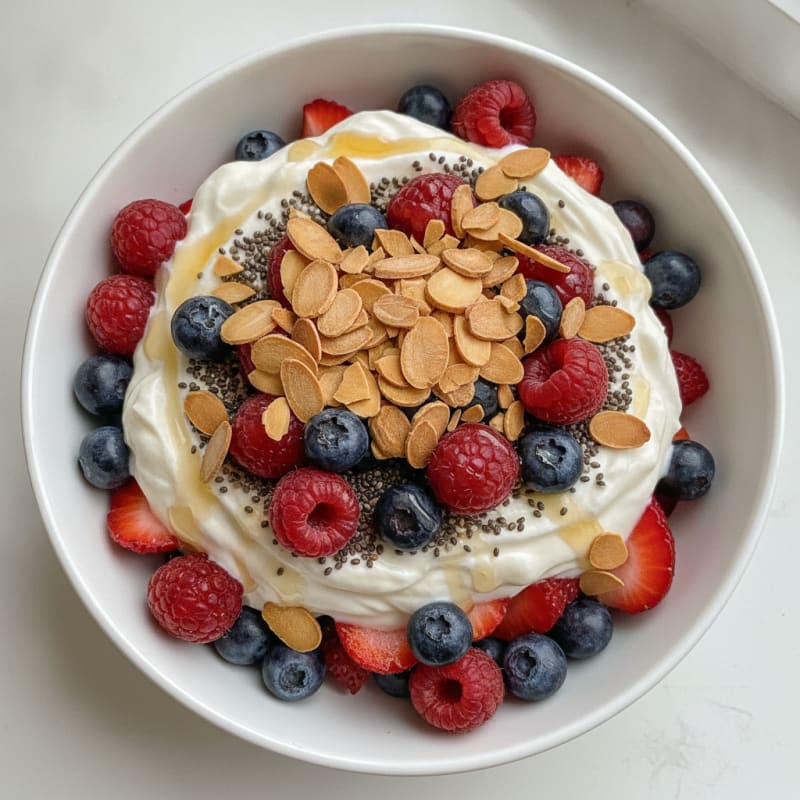 Greek Yogurt Protein Parfait with Mixed Berries