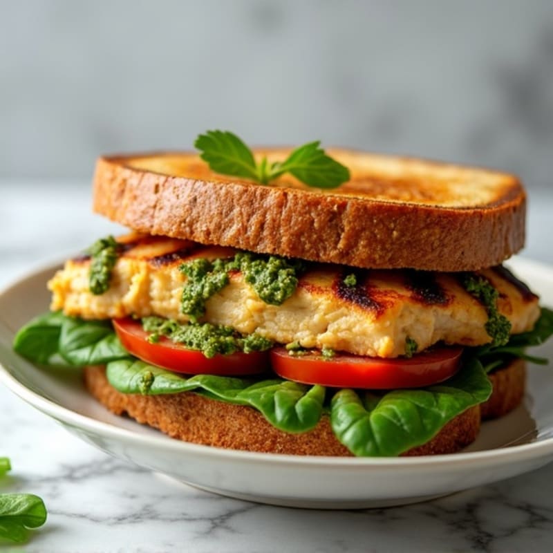 Grilled Pesto Chicken Sandwich with Fresh Spinach