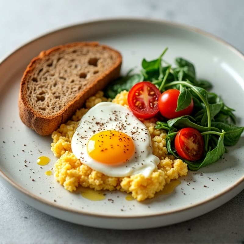 Greek Yogurt and Egg White Scramble with Spinach and Tomatoes