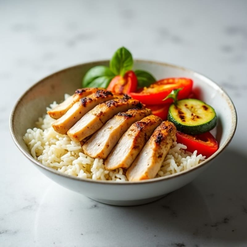 Grilled Chicken and Vegetable Rice Bowl