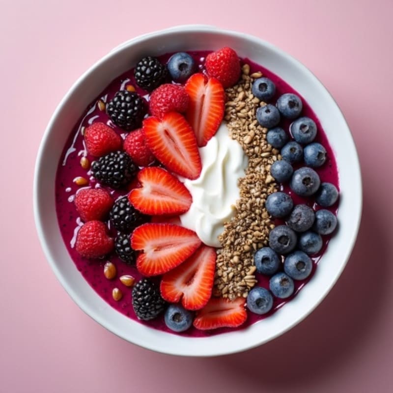 Triple Berry Protein Acai Bowl with Crunchy Seed Topping