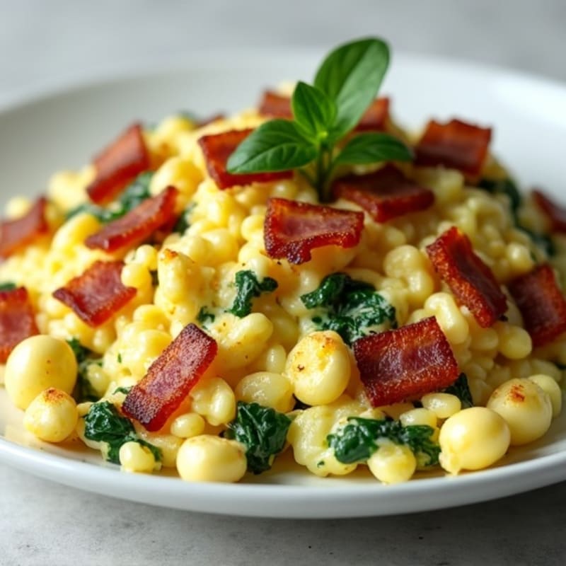 Savory Egg White Scramble with Spinach and Turkey Bacon