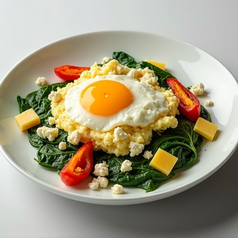 Fluffy Spinach Feta Egg White Scramble