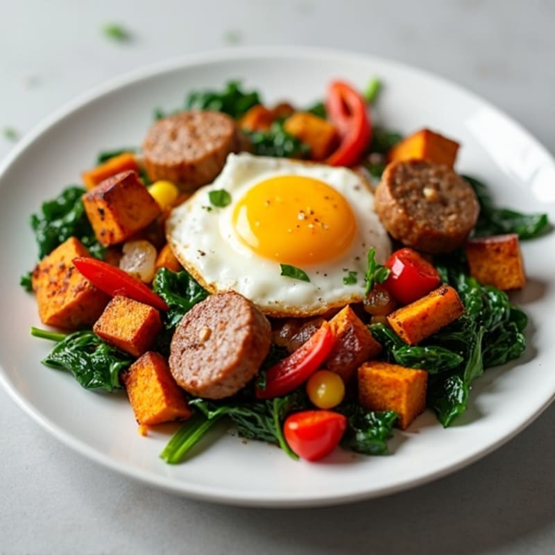Maple Glazed Roasted Sweet Potato Hash