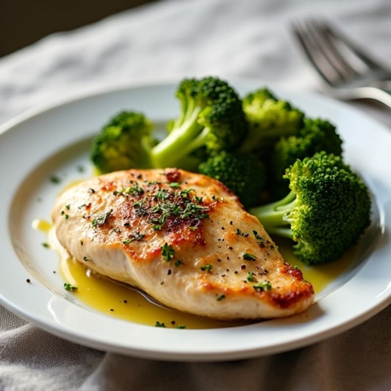 Garlic Herb Roasted Chicken Breast with Crispy Broccoli