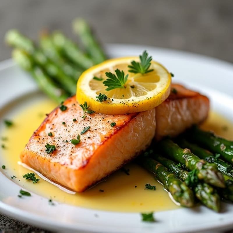 Lemon Herb Grilled Salmon with Roasted Asparagus