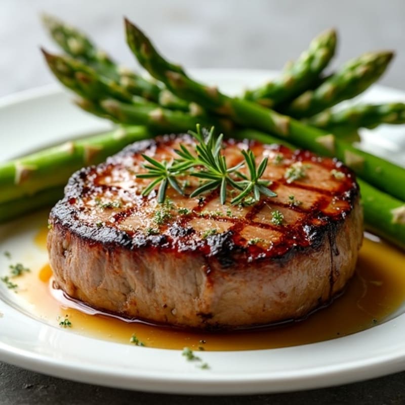 Garlic Herb Pan-Seared Steak with Roasted Asparagus