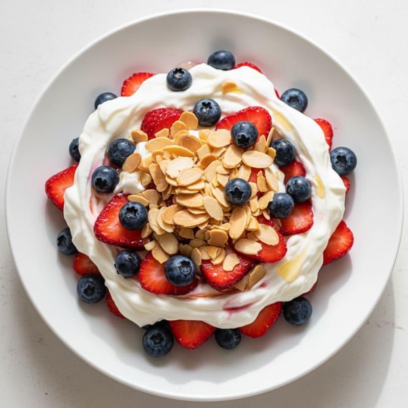 Greek Yogurt Protein Parfait with Berries and Almonds