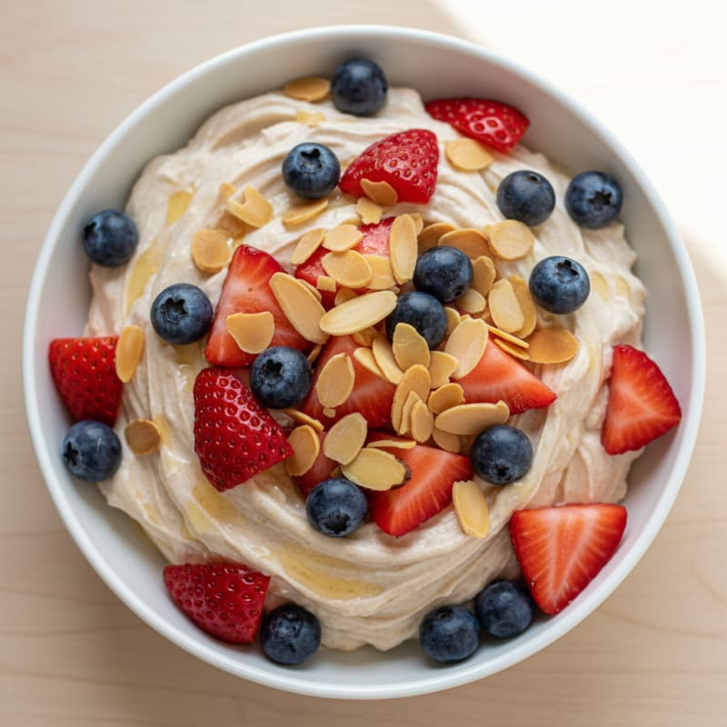 Silky Greek Yogurt with Protein Powder and Fresh Berries