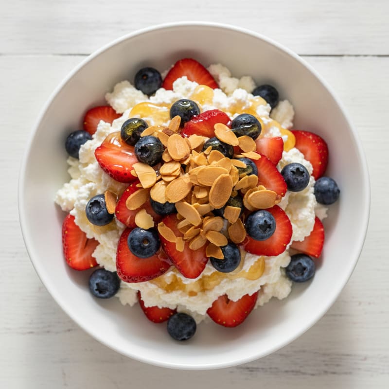 Cottage Cheese Berry Parfait with Almonds