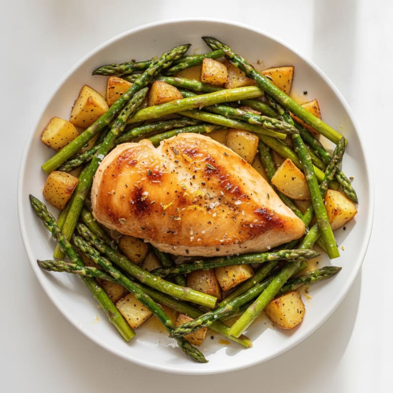 Lemon Herb Roasted Chicken with Asparagus