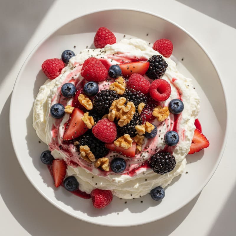 Greek Yogurt Protein Mousse with Mixed Berries