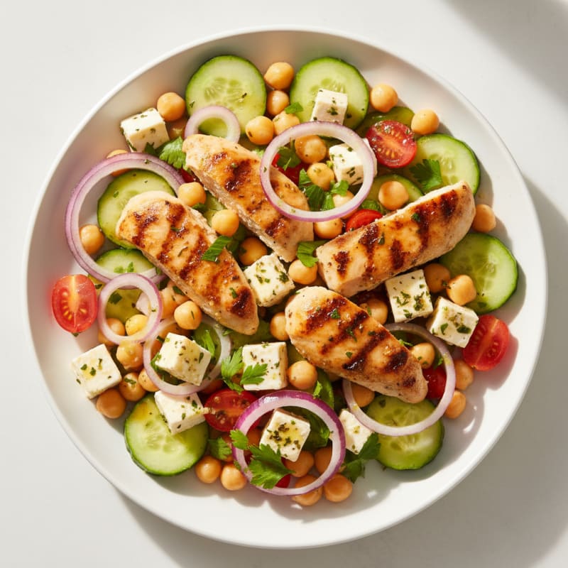 Chickpea Feta Salad with Lemon-Herb Vinaigrette
