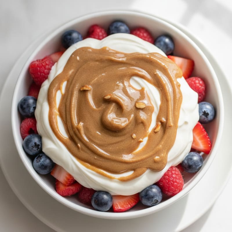 Greek Yogurt Protein Parfait with Mixed Berries and Almond Butter