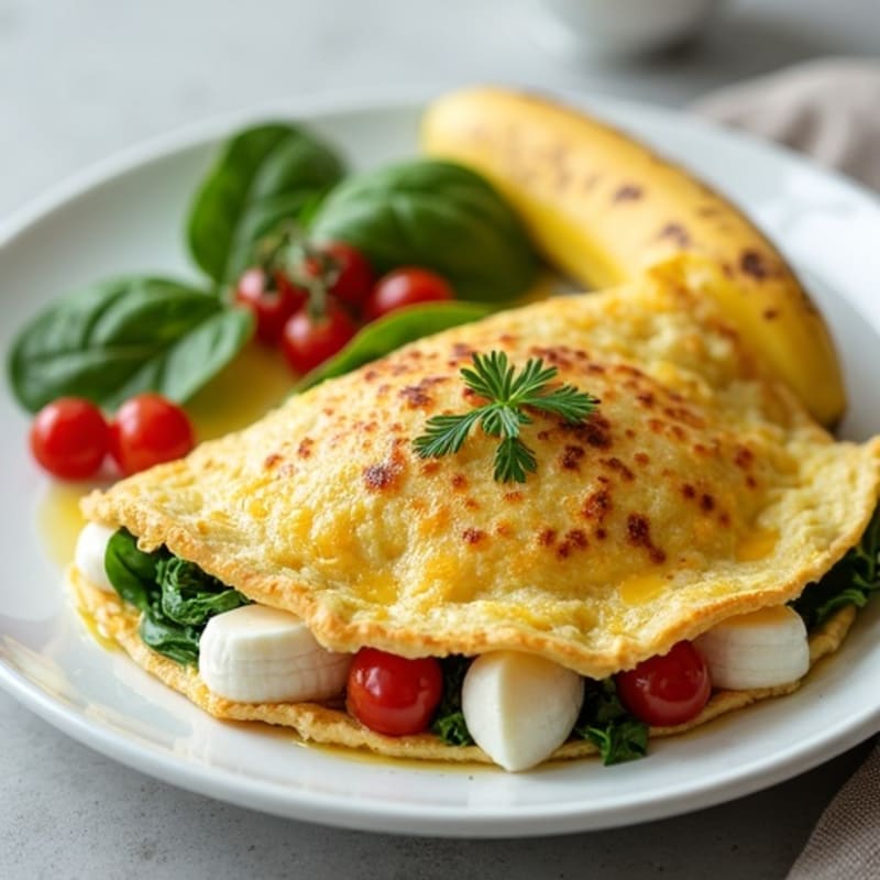 Egg White Spinach Omelette with Cottage Cheese and Fresh Tomatoes