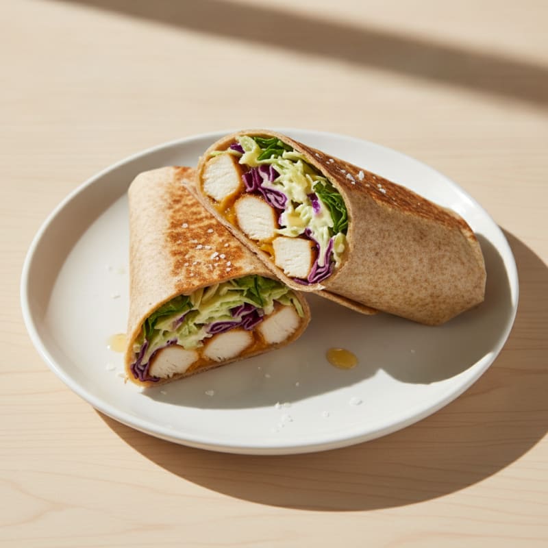 Grilled Chicken and Cheddar Wrap with Crunchy Slaw