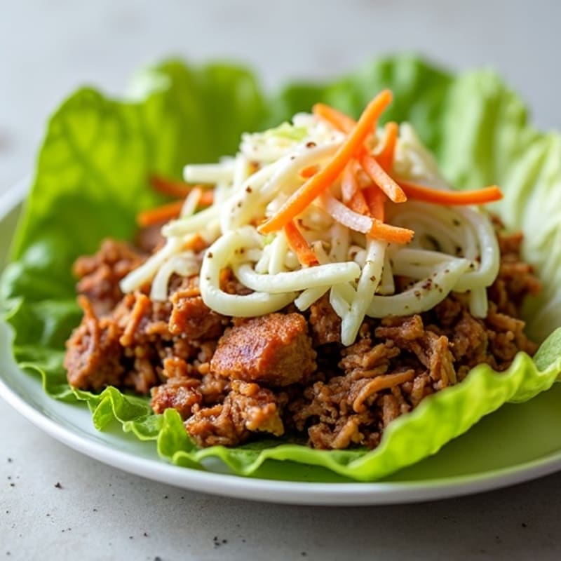 Slow Cooked Pulled Pork Lettuce Wraps with Creamy Slaw