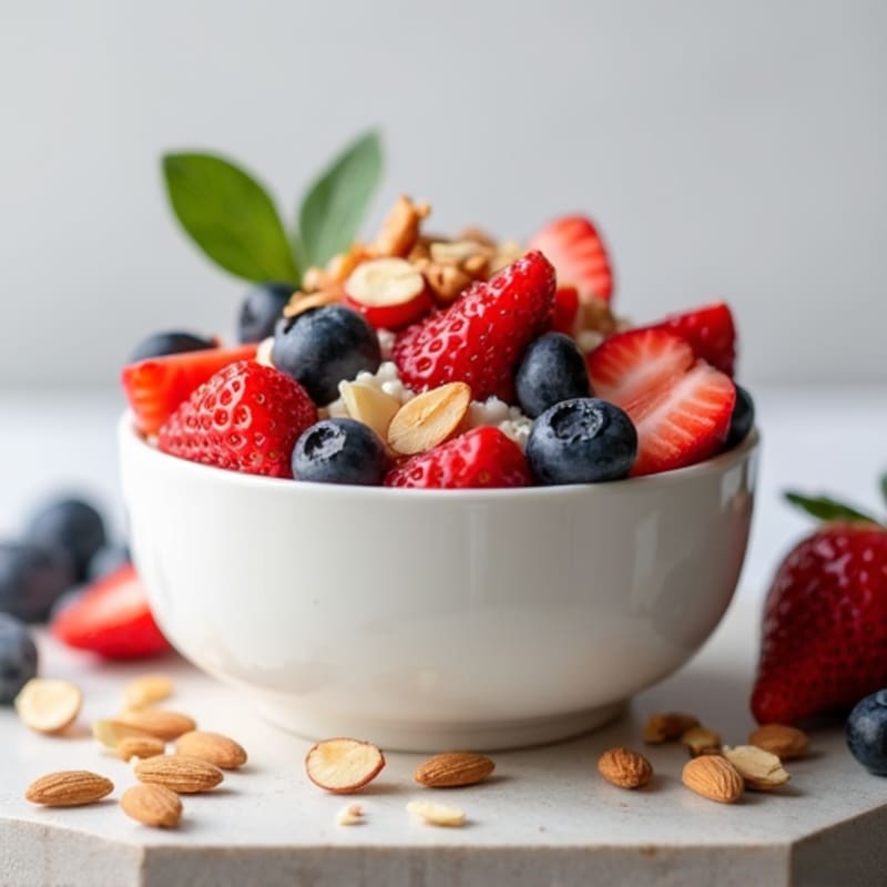 Cottage Cheese Protein Bowl with Mixed Berries and Almonds