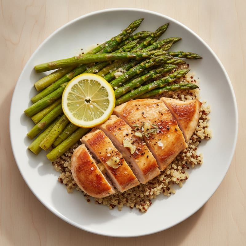 Pan-Seared Lemon-Garlic Chicken with Roasted Asparagus