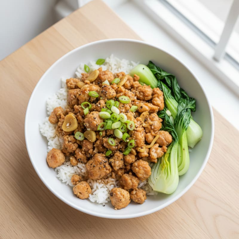 Ginger-Garlic Ground Chicken and Rice