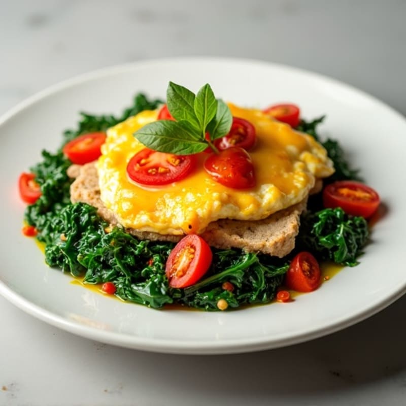 Egg White and Turkey Spinach Scramble with Fresh Tomatoes