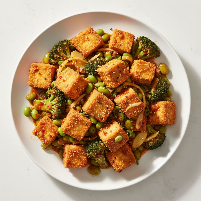 Crispy Chili-Garlic Tofu Stir-Fry