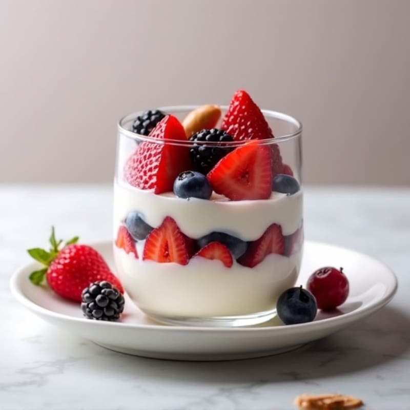 Greek Yogurt Protein Parfait with Mixed Berries and Almond Butter