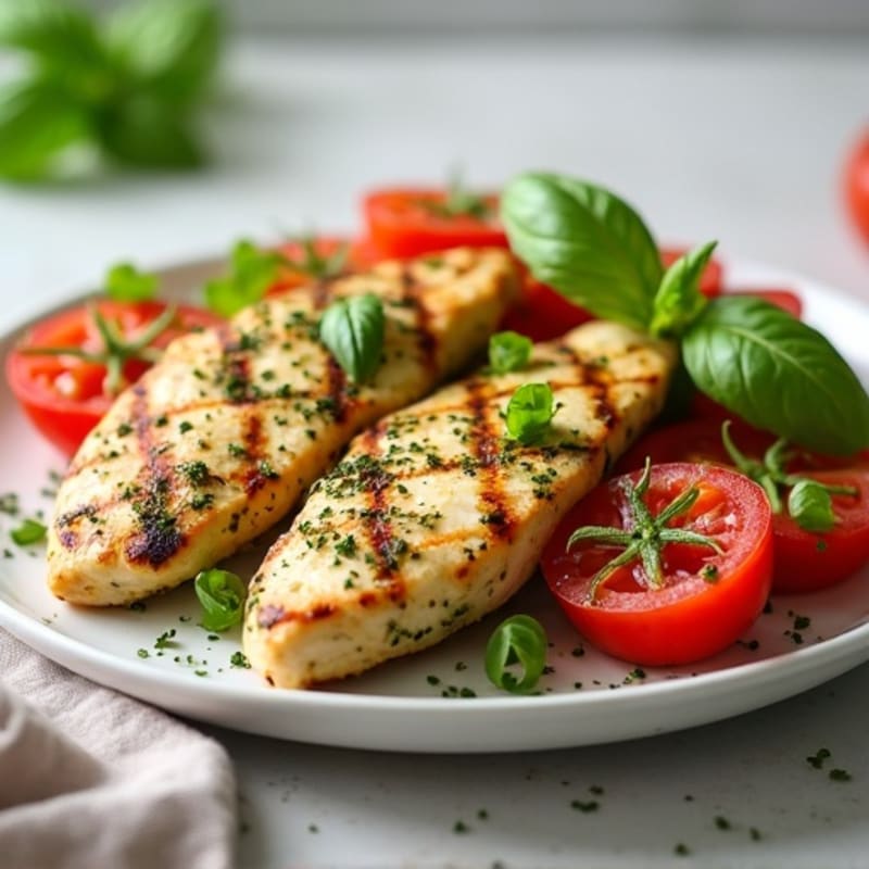 Grilled Pesto Chicken with Fresh Tomato and Mozzarella Salad
